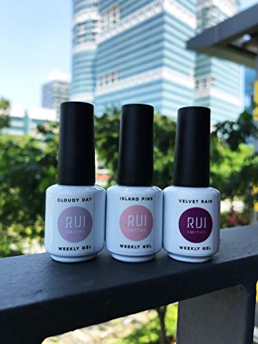 Rui Smiths Set de Gel Peel-Off Semanal con 3 Colores. Formulación única de un Solo Paso, de Alto Brillo, sin 9 químicos nocivos. Mezclado en Singapur.