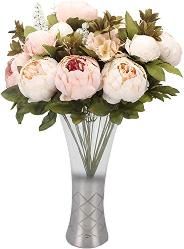 Ruiuzi Vintage Ramo de Flores de peonia Rosa, Artificial, para Boda decoración para el hogar (Light Pink)