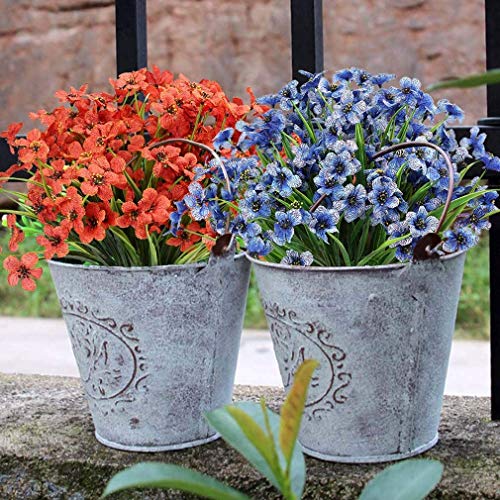 Ruiuzioong Flores artificiales de color violeta para exteriores, resistentes a los rayos UV, 6 unidades, no se decoloran, plantas de plástico sintético, decoración del hogar (rojo rosa)