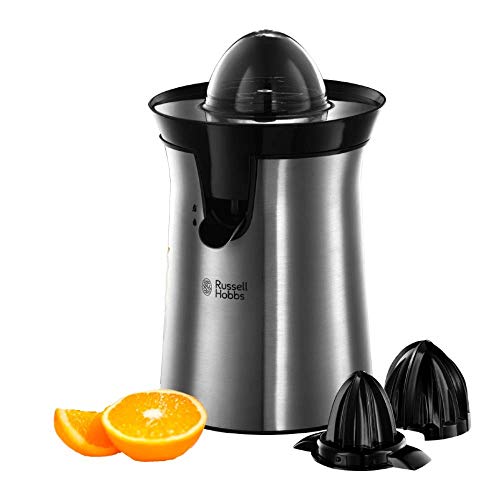 Russell Hobbs Exprimidor Eléctrico Classics - Exprimidor de Naranjas y Zumos, 2 Conos Intercambiables, Acero Inoxidable, Plata - 22760-56