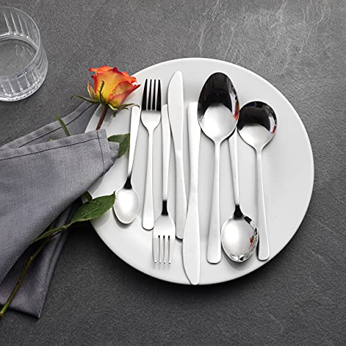 Russell Hobbs RH00360 Madrid 44 piezas Flatware Juego de cubiertos de acero inoxidable, 6 lugares, pulido espejo, apto para lavavajillas, perfecto para cenas Fiestas y comidas familiares
