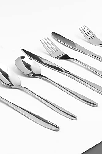 Russell Hobbs RH00360 Madrid 44 piezas Flatware Juego de cubiertos de acero inoxidable, 6 lugares, pulido espejo, apto para lavavajillas, perfecto para cenas Fiestas y comidas familiares