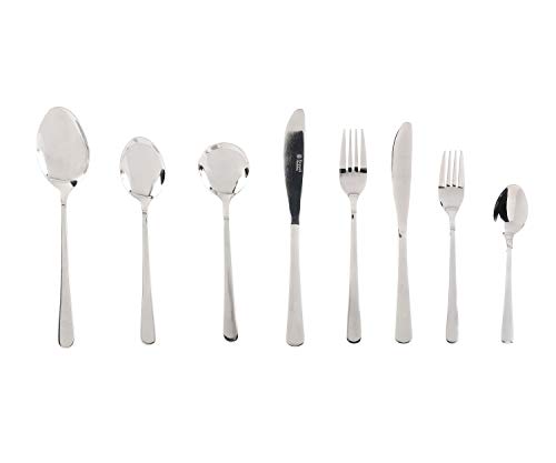 Russell Hobbs RH00360 Madrid 44 piezas Flatware Juego de cubiertos de acero inoxidable, 6 lugares, pulido espejo, apto para lavavajillas, perfecto para cenas Fiestas y comidas familiares