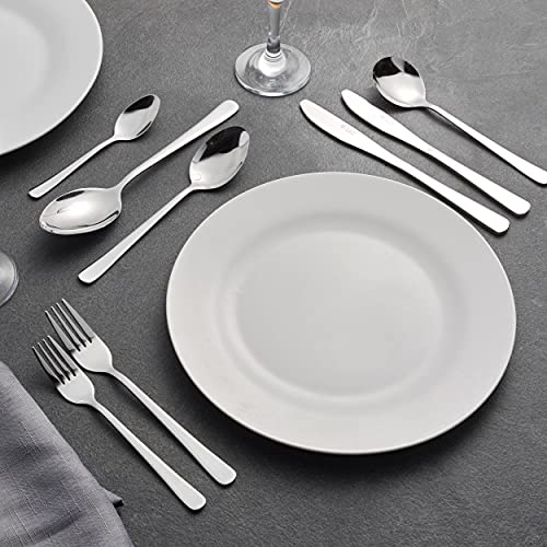 Russell Hobbs RH00360 Madrid 44 piezas Flatware Juego de cubiertos de acero inoxidable, 6 lugares, pulido espejo, apto para lavavajillas, perfecto para cenas Fiestas y comidas familiares