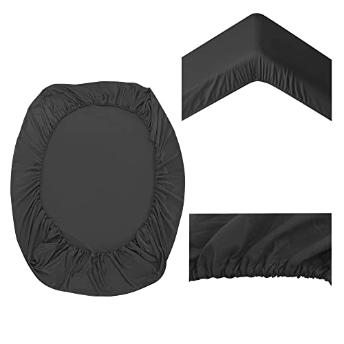 Sabanas Cama 180 Negro, Juego Sábanas 180x190 4 Piezas con Bajera 180x200 Ajustable, Encimera y 2 Funda de Almohada 50x80 cm