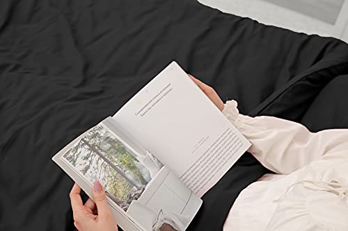 Sabanas Cama 180 Negro, Juego Sábanas 180x190 4 Piezas con Bajera 180x200 Ajustable, Encimera y 2 Funda de Almohada 50x80 cm