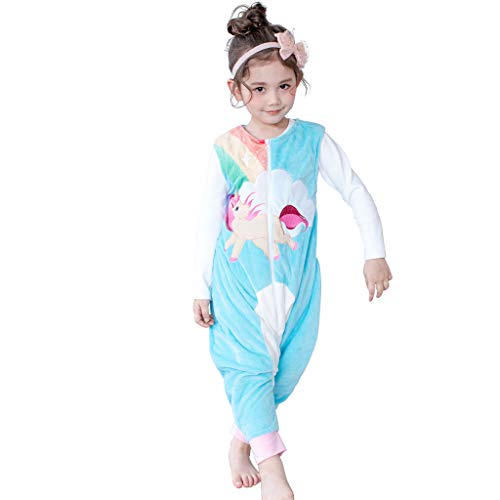 Saco de Dormir con Pies para Niños 1.5 Tog Bebé Bolsa Dormida Cremallera Frontal sin Mangas Peleles para Dormir, 1-3 Años