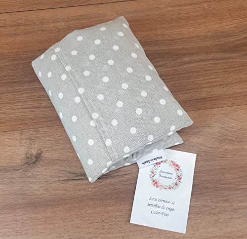 Saco térmico de semillas de trigo con funda lavable.20 x 30cm (Topos gris)