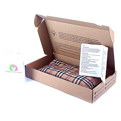 Saco Térmico Semillas Cervical - Almohada Cuello para Calentar en Microondas (50x12 cm) - Cojín de Semillas - Bolsa de Calor con Funda lavable, Tela de Algodón 100% y Olor a Lavanda (Oxford)