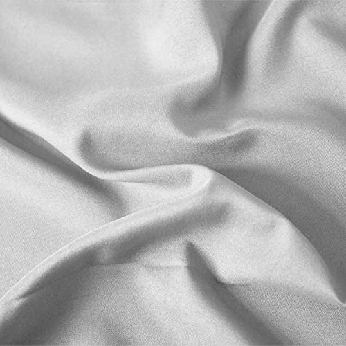 SaDiao Juego de Ropa de Cama de 4 Piezas, Suave Microfibra cepillada, Bolsillos Profundos con sábana Bajera, Hoja Plana con 2 Fundas de Almohada, Pliegues, Antimanchas (137cm×190cm, Gris)