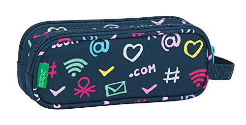 Safta Portatodo Doble de Benetton, 210x60x80mm, azul marino/multicolor, M (M513)