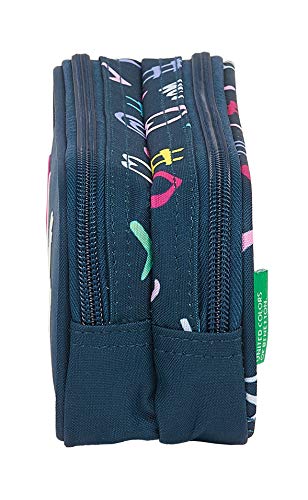 Safta Portatodo Doble de Benetton, 210x60x80mm, azul marino/multicolor, M (M513)