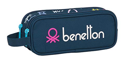 Safta Portatodo Doble de Benetton, 210x60x80mm, azul marino/multicolor, M (M513)