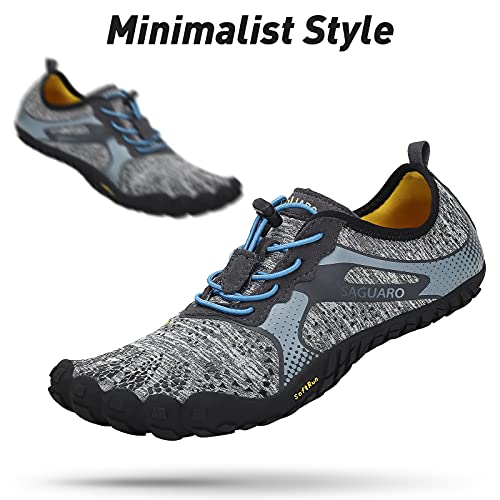 SAGUARO Hombre Mujer Zapatillas Barefoot Minimalistas Calzado de Training Ligeras Cómodas para Caminar Senderismo Ciclismo Trail Running Trekking Playa Agua Exterior Interior, Moneda Gris, 39