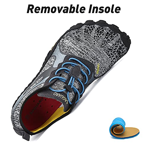 SAGUARO Hombre Mujer Zapatillas Barefoot Minimalistas Calzado de Training Ligeras Cómodas para Caminar Senderismo Ciclismo Trail Running Trekking Playa Agua Exterior Interior, Moneda Gris, 39