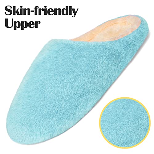 SAGUARO Zapatillas de Estar por Casa para Mujer Antideslizante Cálido Espuma de Memoria Invierno Pantuflas Ligero Zapatos de Interior Suave, Azul 37/38