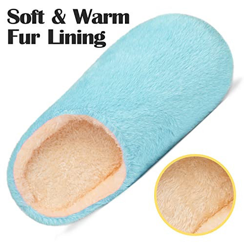 SAGUARO Zapatillas de Estar por Casa para Mujer Antideslizante Cálido Espuma de Memoria Invierno Pantuflas Ligero Zapatos de Interior Suave, Azul 37/38