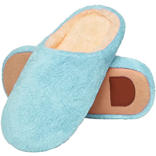 SAGUARO Zapatillas de Estar por Casa para Mujer Antideslizante Cálido Espuma de Memoria Invierno Pantuflas Ligero Zapatos de Interior Suave, Azul 37/38
