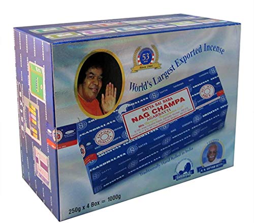 Sai Baba Nag Champa - Incienso (1000 g, 4 Paquetes)