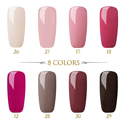 Saint-Acior 8PCS Esmalte de Uñas Semipermanente Uñas de Gel Soak off 8ml Nail Dryer 36W UV/LED Lámpara Uñas Secador de Uñas Top Coat Base Coat Manicura Kit