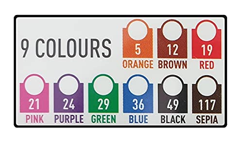 Sakura Pigma Micron 05, Juego de rotuladores de 9 colores: negro, naranja, marrón, rojo, rosa, verde, morado, azul, sepia