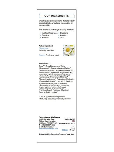 Salcura Natural Skin Therapy, Champú Junior Bioskin, Champú para niños de baja espuma para pieles sensibles, calma y nutre el cuero cabelludo más seco 200 ml