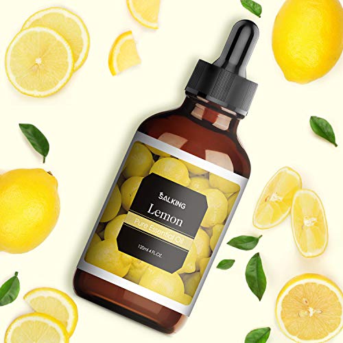 SALKING Aceite Esencial de Limón 120ml,100% Puro y Natural Aceites Esenciales para Humidificador, Aceites Esenciales Naturales Aceite Perfumado de Limón, Regalos Originales para Mujer