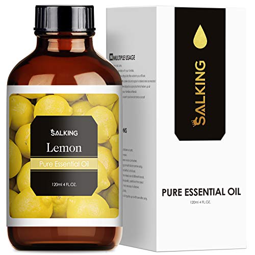SALKING Aceite Esencial de Limón 120ml,100% Puro y Natural Aceites Esenciales para Humidificador, Aceites Esenciales Naturales Aceite Perfumado de Limón, Regalos Originales para Mujer