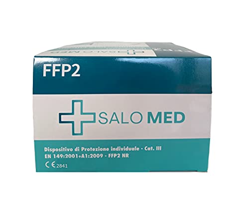 SALO MED 20 máscaras FFP2 negras – Certificado CE 2841 – Envasadas individualmente – Máscara de 5 capas – Protección con filtrado BFE > 99% – Caja de 20 unidades