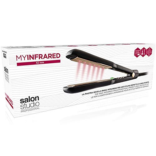 Salon Studio Professional - MyInfrared Plancha Profesional de Infrarrojos para el Pelo con Placas de 42 mm - Control de Temperatura 90-230°C y Calentamiento Rápido - Para un Efecto Liso u Ondulado