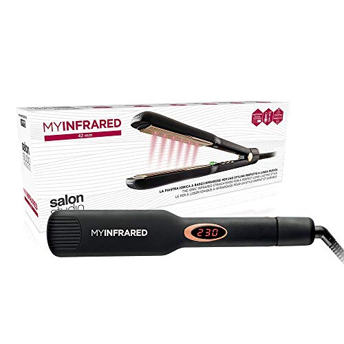 Salon Studio Professional - MyInfrared Plancha Profesional de Infrarrojos para el Pelo con Placas de 42 mm - Control de Temperatura 90-230°C y Calentamiento Rápido - Para un Efecto Liso u Ondulado