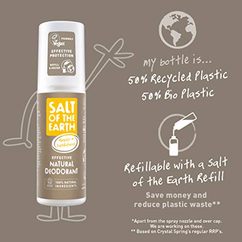 Salt of the Earth Ámbar y sándalo desodorante natural en spray (100 ml)