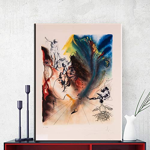 Salvador Dali Firmado litografía de Fotos De la Lona for la Sala de Estar de la decoración del Arte (Color : ZZ861, Size (Inch) : NO Frame 50X70CM)