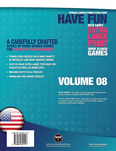 Sam's Extra Large Print Word Search Games, 51 Word Search Puzzles, Volume 8: Brain-Stimulating Puzzle Activities for Many Hours of Entertainment