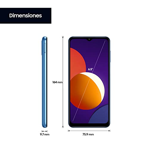 Samsung Smartphone Galaxy M12 con Pantalla Infinity-V TFT LCD de 6,5 Pulgadas, 4 GB de RAM y 64 GB de Memoria Interna Ampliable, Batería de 5000 mAh y Carga rápida Azul (ES Versión)