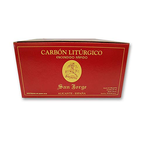 San Jorge - Carbon para Incienso Caja 100 Pastillas de 33mm Encendido rapido