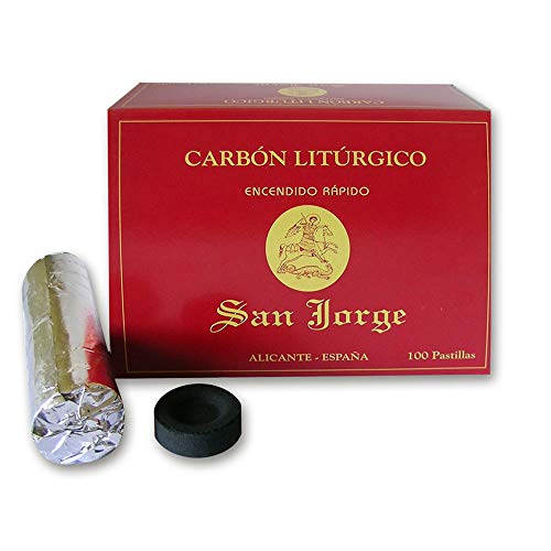 San Jorge - Carbon para Incienso Caja 100 Pastillas de 33mm Encendido rapido