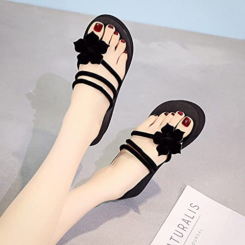 Sandalia Casual con Tiras,Sandalias de Moda de Verano de Verano, Hembra Cientos de Zapatillas Frescas de la Playa de la Playa-Azul Floral_36,Sandalias de Ducha