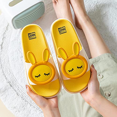 Sandalia Delicada,Pareja de Dibujos Animados hogar Fresco Zapatillas, baño con Zapatos de Fondo Grueso sin Fondo-Amarillo_38-39,Sandalias Wave