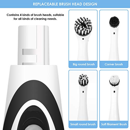 SANON Cepillo de Limpieza Eléctrico con Fregadero Sónico con 4 Cabezales de Cepillo para Lechada Doméstica Piso Bañera Ducha Azulejos Superficie de Baño Y Cocina