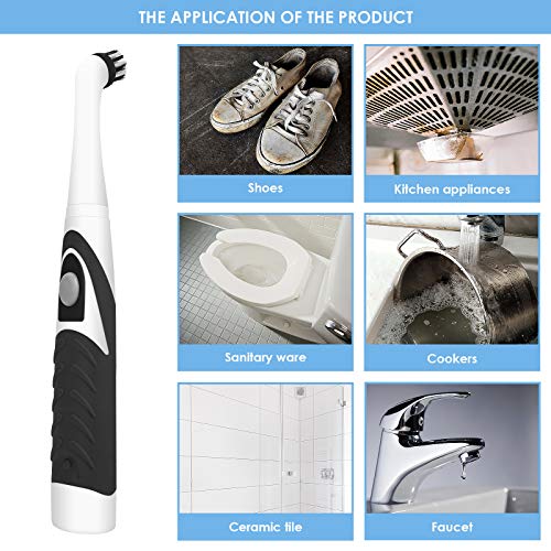 SANON Cepillo de Limpieza Eléctrico con Fregadero Sónico con 4 Cabezales de Cepillo para Lechada Doméstica Piso Bañera Ducha Azulejos Superficie de Baño Y Cocina