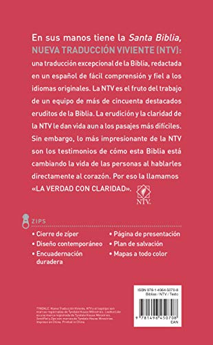 Santa Biblia NTV, Edición zíper, Flores rosa (SentiPiel)