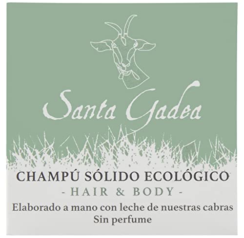 Santa Gadea Hair & Body 120 g | Champú con leche de cabra y aceite de árbol de té | Con aceite de oliva | Champu sólido ecológico sin sulfatos ni parabenos | 100% natural