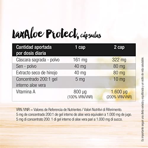 SANTIVERI – LaxAloe Protect / 60 cápsulas cáscara sagrada y sen, que ayudan a mantener la regularidad intestinal
