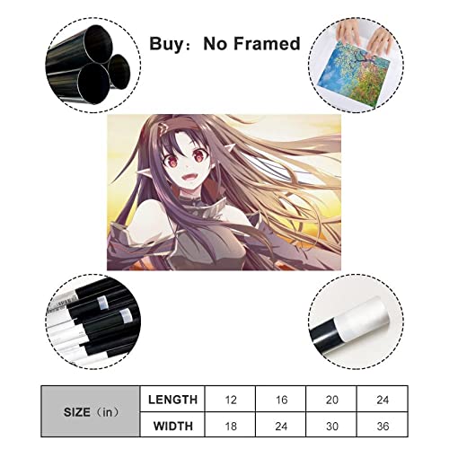 SAO Sword Art Online - Póster de anime, diseño de Konno Yuuki, diseño de sonrisa inocente, lienzo para habitación, decoración moderna para el hogar, sin marco, 40 x 60 cm