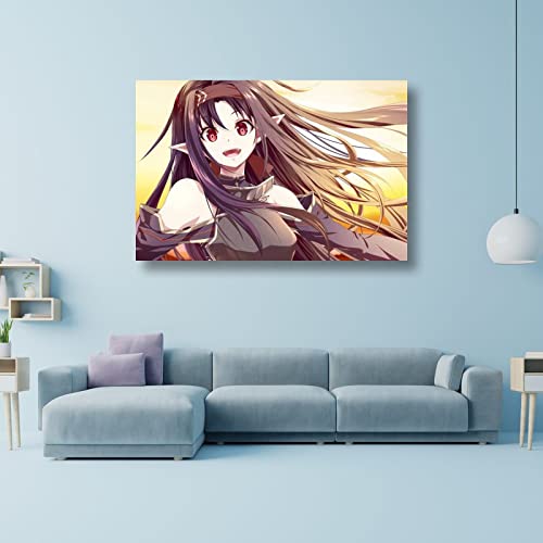 SAO Sword Art Online - Póster de anime, diseño de Konno Yuuki, diseño de sonrisa inocente, lienzo para habitación, decoración moderna para el hogar, sin marco, 40 x 60 cm