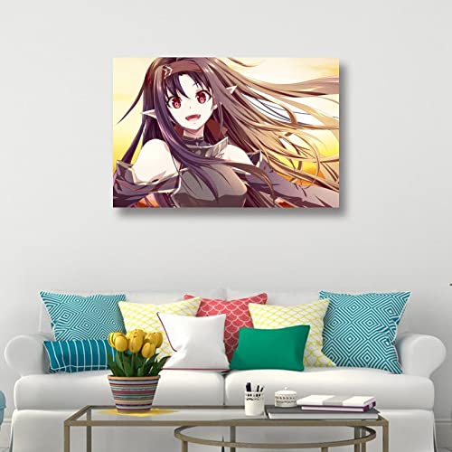 SAO Sword Art Online - Póster de anime, diseño de Konno Yuuki, diseño de sonrisa inocente, lienzo para habitación, decoración moderna para el hogar, sin marco, 40 x 60 cm