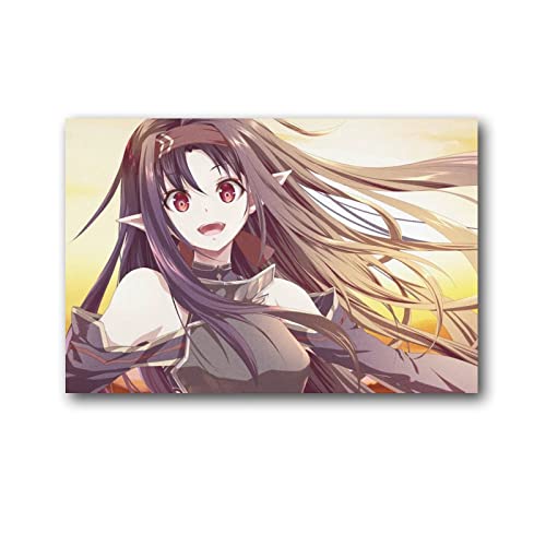 SAO Sword Art Online - Póster de anime, diseño de Konno Yuuki, diseño de sonrisa inocente, lienzo para habitación, decoración moderna para el hogar, sin marco, 40 x 60 cm