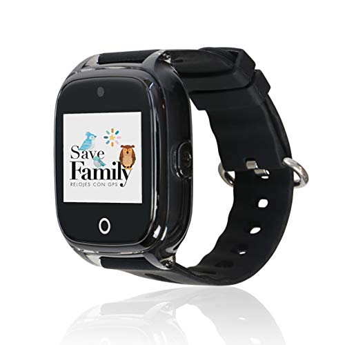 SaveFamily SUPERIOR. Reloj inteligente niño con Cámara. Llamadas, Botón SOS , Anti-Bullying, Chat Privado, Modo Colegio, Mensajes y Waterproof. Reloj GPS niños. Smartwatch niño Negro