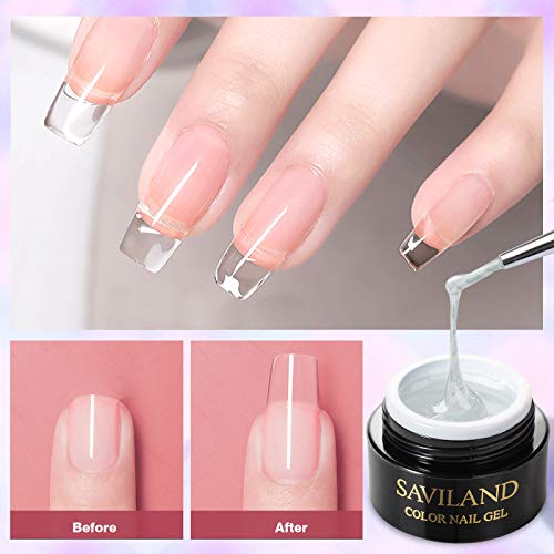 Saviland Gel Uñas Gel Constructor Uñas Kit – 4 Colores Kit De Extensión De Uñas De Gel Fortalecer Claro Rosa Blanco Nude Rosa Hard Gel Nail Art Manicura Set Con 100 Piezas Formas De Uñas Pincel